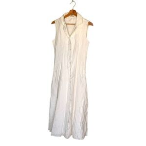 Magaschoni White 100% Linen Button Down Dress Size S